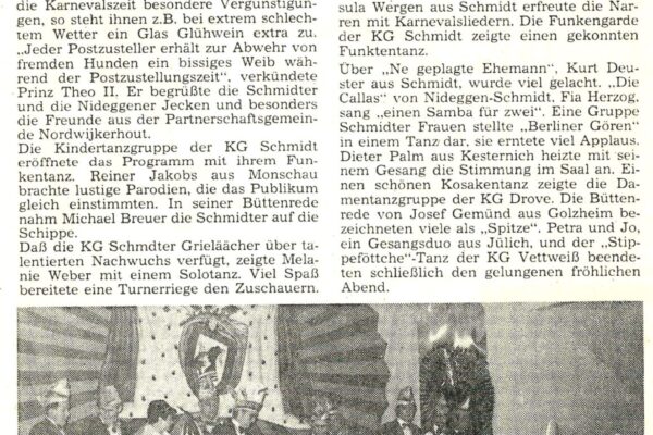 1982 Feb. Kappensitzung mit Prinz Theo II