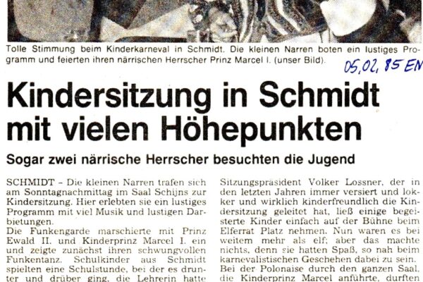 1985 Feb. 05. EN Kindersitzung i. Schmidt