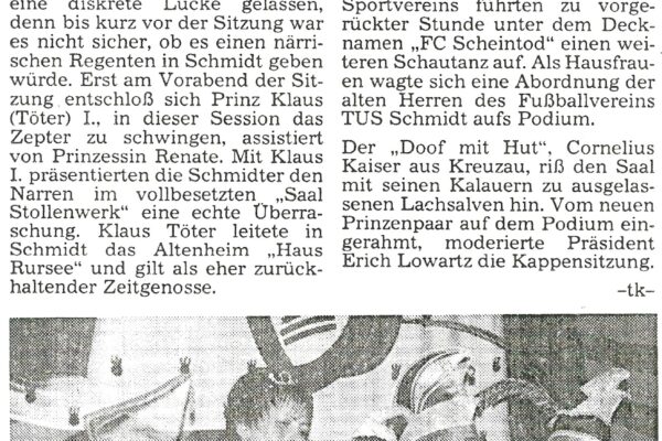 1988 Feb. Klaus Tödter ist Prinz