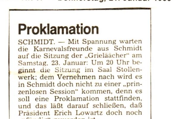 1988 Jan. 21. AN Prinzenproklamation i. Schmidt