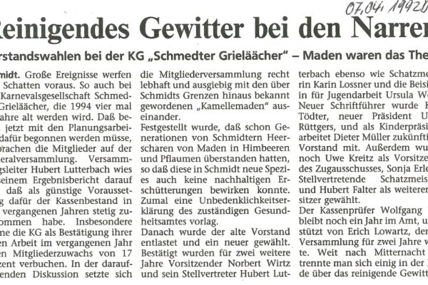 1992 April 07. DZ Reinigendes Gewi9tter b. d. Narren