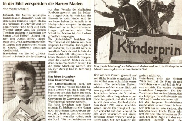 1992 März 10. DZ Skandal um Kamelle mit Würmern