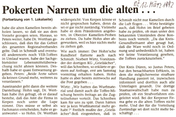 1992 März 12. DZ alte Kamellen i. Karneval 2
