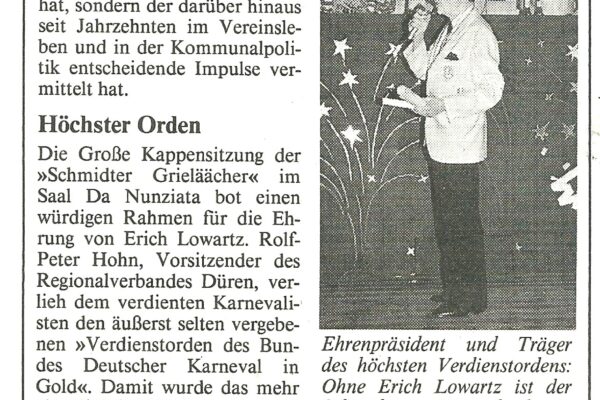 1993 Feb. 04. EiWo höchster Orden f. Erich Lowartz