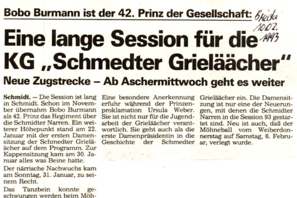 1993 Feb. 10 Brücke Bodo Burmann ist d. 42. Prinz