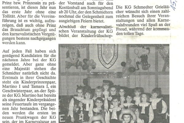 1996 Feb. 15. Brücke 1. Kinderprinz Martino der 1. 2