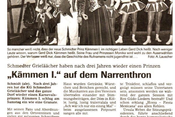 2000 Jan. 17. EN Prinz Kämmen I. wird eingführt