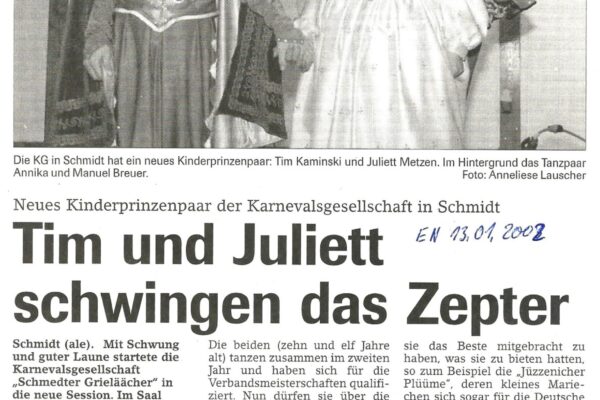 2002 Jan. 13. EN neues Kinderprinzenpaar