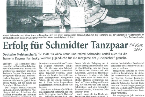 2005 April 05. EN Erfolg f. Schmidter Tanzpaar