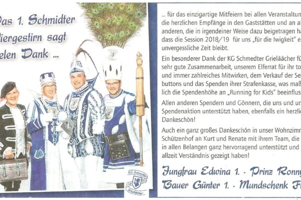 2019 März Spende f. Running for Kids 2